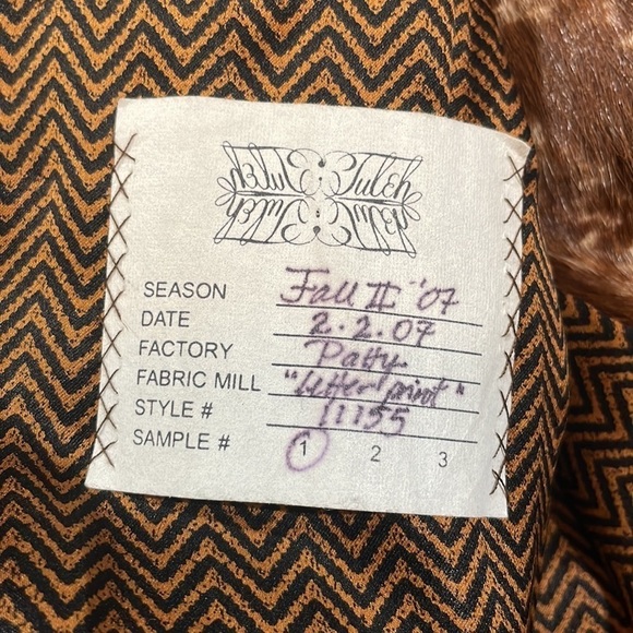 Tuleh Brown Patterned Chinchilla Real Fur Short Sleeve Jacket - Picture 2 of 12